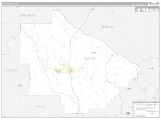 Bacon County, GA Classic style ZIP Code wall map