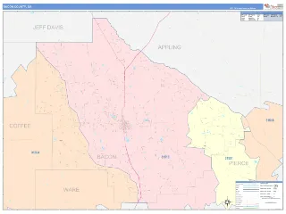 Bacon County, GA ColorCast style ZIP Code wall map