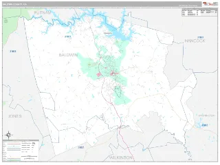 Baldwin County, GA Classic style ZIP Code wall map