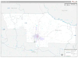 Ben Hill County, GA Classic style ZIP Code wall map