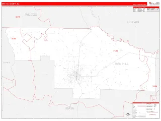 Ben Hill County, GA RedLine style ZIP Code wall map