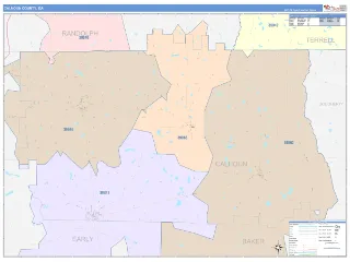 Calhoun County, GA ColorCast style ZIP Code wall map