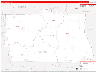 Calhoun County, GA RedLine style ZIP Code wall map