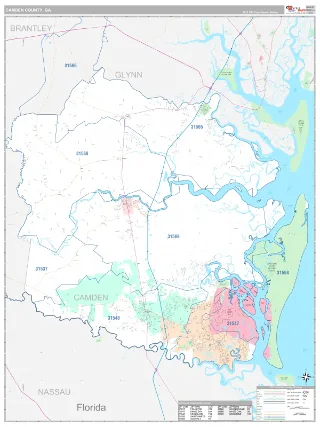 Camden County, GA Classic style ZIP Code wall map