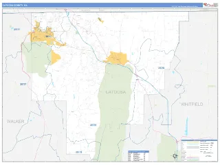 Catoosa County, GA Business Reference style ZIP Code wall map