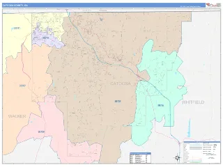 Catoosa County, GA ColorCast style ZIP Code wall map