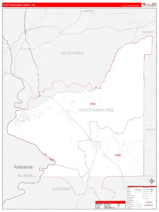 Chattahoochee County, GA RedLine style ZIP Code wall map