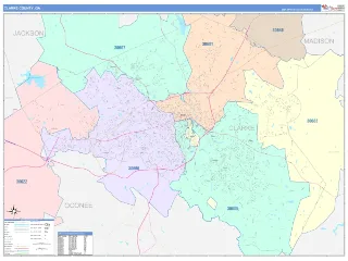 Clarke County, GA ColorCast style ZIP Code wall map