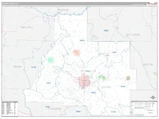 Coffee County, GA Classic style ZIP Code wall map