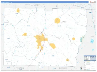 Colquitt County, GA Business Reference style ZIP Code wall map