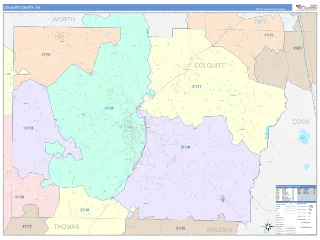 Colquitt County, GA ColorCast style ZIP Code wall map
