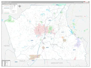 Coweta County, GA Classic style ZIP Code wall map