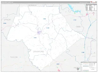 Crawford County, GA Classic style ZIP Code wall map