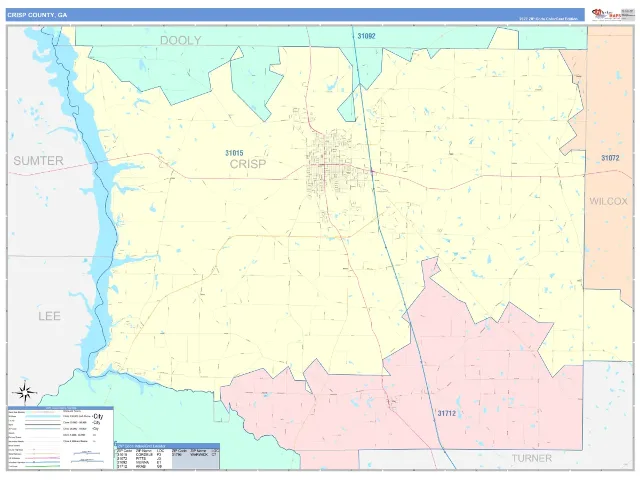 Crisp County, GA ZIP Code Wall Map, ColorCast style
