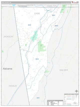 Dade County, GA Classic style ZIP Code wall map