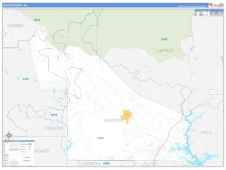 Dawson County, GA Business Reference style ZIP Code wall map