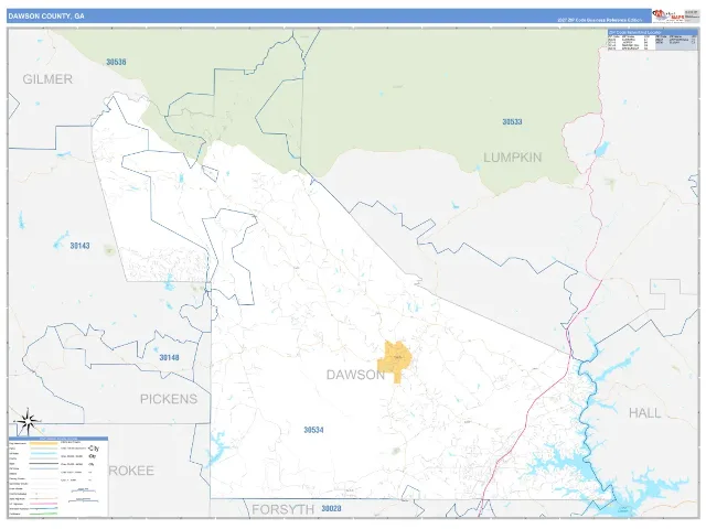 Dawson County, GA ZIP Code Wall Map, Business Reference style