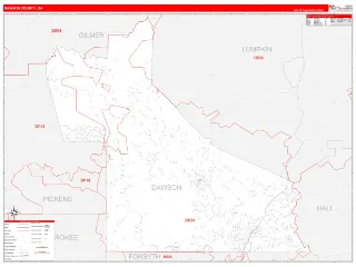 Dawson County, GA RedLine style ZIP Code wall map