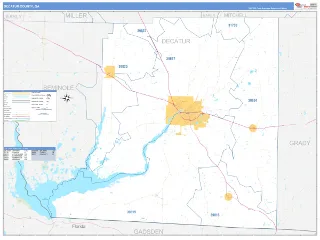 Decatur County, GA Business Reference style ZIP Code wall map