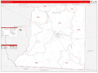 Decatur County, GA RedLine style ZIP Code wall map