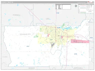 Dougherty County, GA Classic style ZIP Code wall map
