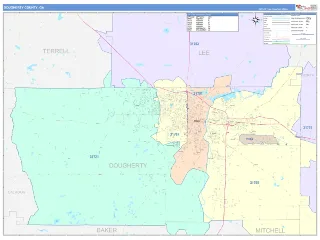 Dougherty County, GA ColorCast style ZIP Code wall map