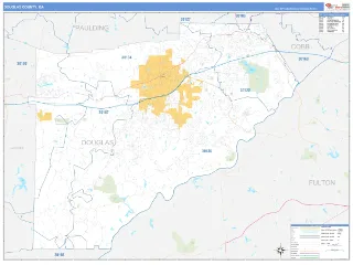 Douglas County, GA Business Reference style ZIP Code wall map