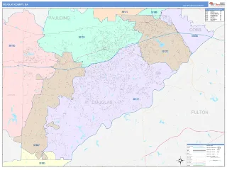 Douglas County, GA ColorCast style ZIP Code wall map