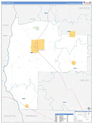 Early County, GA Business Reference style ZIP Code wall map