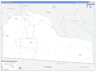 Echols County, GA Business Reference style ZIP Code wall map