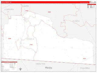 Echols County, GA RedLine style ZIP Code wall map