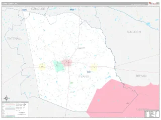 Evans County, GA Classic style ZIP Code wall map