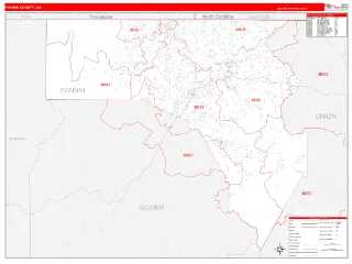 Fannin County, GA RedLine style ZIP Code wall map