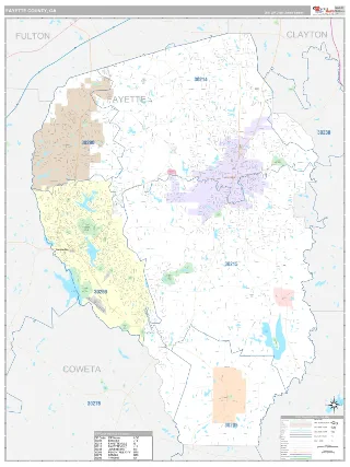 Fayette County, GA Classic style ZIP Code wall map