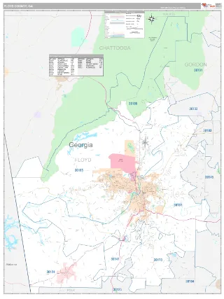 Floyd County, GA Classic style ZIP Code wall map
