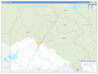 Gilmer County, GA Business Reference style ZIP Code wall map