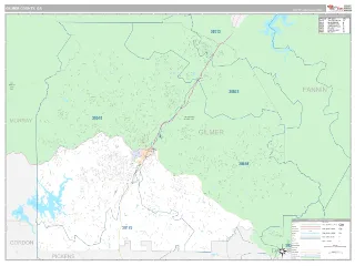 Gilmer County, GA Classic style ZIP Code wall map