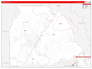 Gilmer County, GA RedLine style ZIP Code wall map