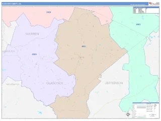 Glascock County, GA ColorCast style ZIP Code wall map