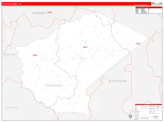 Glascock County, GA RedLine style ZIP Code wall map