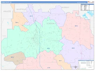 Gordon County, GA ColorCast style ZIP Code wall map