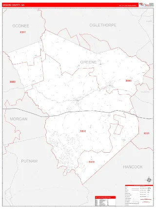 Greene County, GA RedLine style ZIP Code wall map