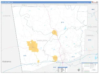 Haralson County, GA Business Reference style ZIP Code wall map