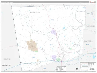 Haralson County, GA Classic style ZIP Code wall map