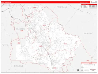 Henry County, GA RedLine style ZIP Code wall map