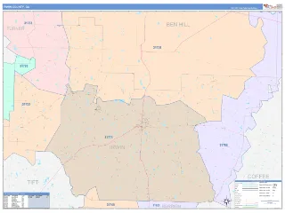 Irwin County, GA ColorCast style ZIP Code wall map