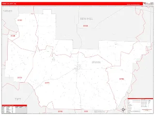 Irwin County, GA RedLine style ZIP Code wall map