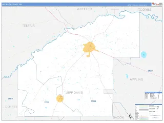Jeff Davis County, GA Business Reference style ZIP Code wall map