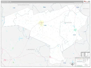 Johnson County, GA Classic style ZIP Code wall map