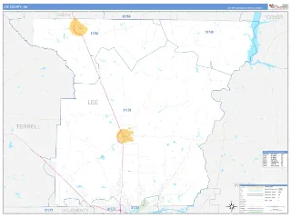 Lee County, GA Business Reference style ZIP Code wall map